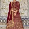 Maroon Thread Embroidered Slitted Suit With Dupatta -Riwaayat Store p3062sl09
