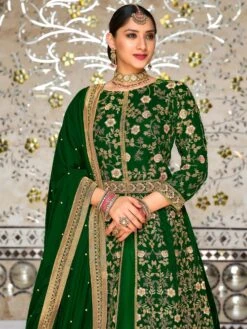 Green Thread Embroidered Slitted Salwar Suit With Dupatta -Riwaayat Store p3062sl10 1