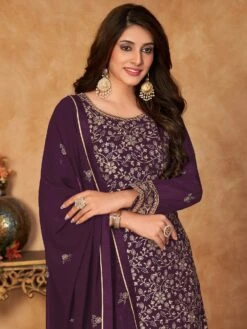 Purple Embroidered Georgette Pakistani Sharara Suit -Riwaayat Store p3065sl02 1 2