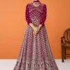 Magenta Sequins Embroidered Anarkali Suit In Georgette -Riwaayat Store p3069sl05