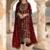 Maroon Pant Style Suit With Zari Embroidery -Riwaayat Store p3072sl02