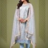 Blue Embroidered Pant Suit With Embroidery