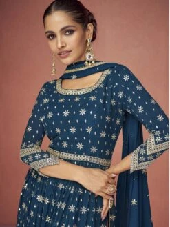 Blue Embroidered Palazzo Salwar Kameez -Riwaayat Store p3074sl01 1