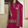 Pink Embroidered Sharara Style Suit In Georgette -Riwaayat Store p3077sl02