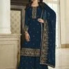Blue Embroidered Pakistani Salwar Kameez With Dupatta