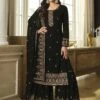 Black Embroidered Pakistani Sharara Style Suit -Riwaayat Store p3077sl05