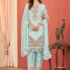 Blue Thread Embroidered Pant Suit In Georgette -Riwaayat Store p3079sl06