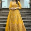 Yellow Embroidered Anarkali Salwar Suit In Net -Riwaayat Store p3084sl05