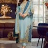 Blue Zari Embroidered Pant Style Salwar Suit