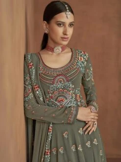 Grey Thread Embroidered Anarkali Salwar Kameez -Riwaayat Store p3089sl01 1