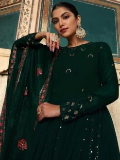 Green Embroidered Anarkali Salwar Suit In Georgette -Riwaayat Store p3090sl05 1