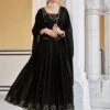 Black Embroidered Anarkali Suit In Georgette
