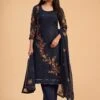 Blue Sequins Embroidered Straight Cut Suit -Riwaayat Store p3097sl02