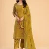 Yellow Pant Style Salwar Suit With Embroidery -Riwaayat Store p3097sl04
