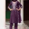 Purple Thread Embroidered Art Silk Salwar Suit -Riwaayat Store p3099sl03