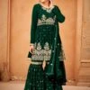 Green Embroidered Sharara Suit In Georgette