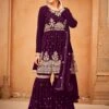 Purple Sequins Embroidered Sharara Style Suit 2 Purple Sequins Embroidered Sharara Style Suit -Riwaayat Store p3100sl02