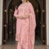 Pink Thread Embroidered Pant Style Salwar Suit