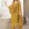 Yellow Embroidered Crepe Suit With Dupatta -Riwaayat Store p3114sl04