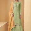 Green Embroidered Sharara Style Salwar Kameez -Riwaayat Store p3115sl03