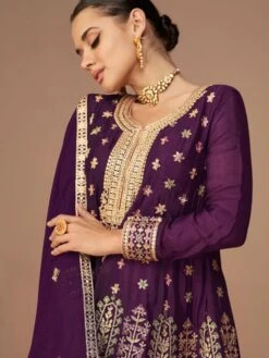 Purple Sequins Embroidered Flared Salwar Kameez -Riwaayat Store p3116sl02 1