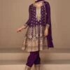 Purple Sequins Embroidered Flared Salwar Kameez -Riwaayat Store p3116sl02