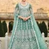 Blue Stone Embellished Anarkali Suit In Net