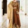 Brown Asymmetric Anarkali Suit With Embroidery -Riwaayat Store p3119sl04