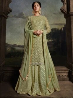 Sonal Chauhan Green Sharara Stye Salwar Kameez