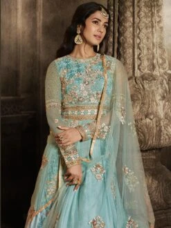 Sonal Chauhan Blue Embroidered Net Anarkali Suit -Riwaayat Store p3120sl05 1