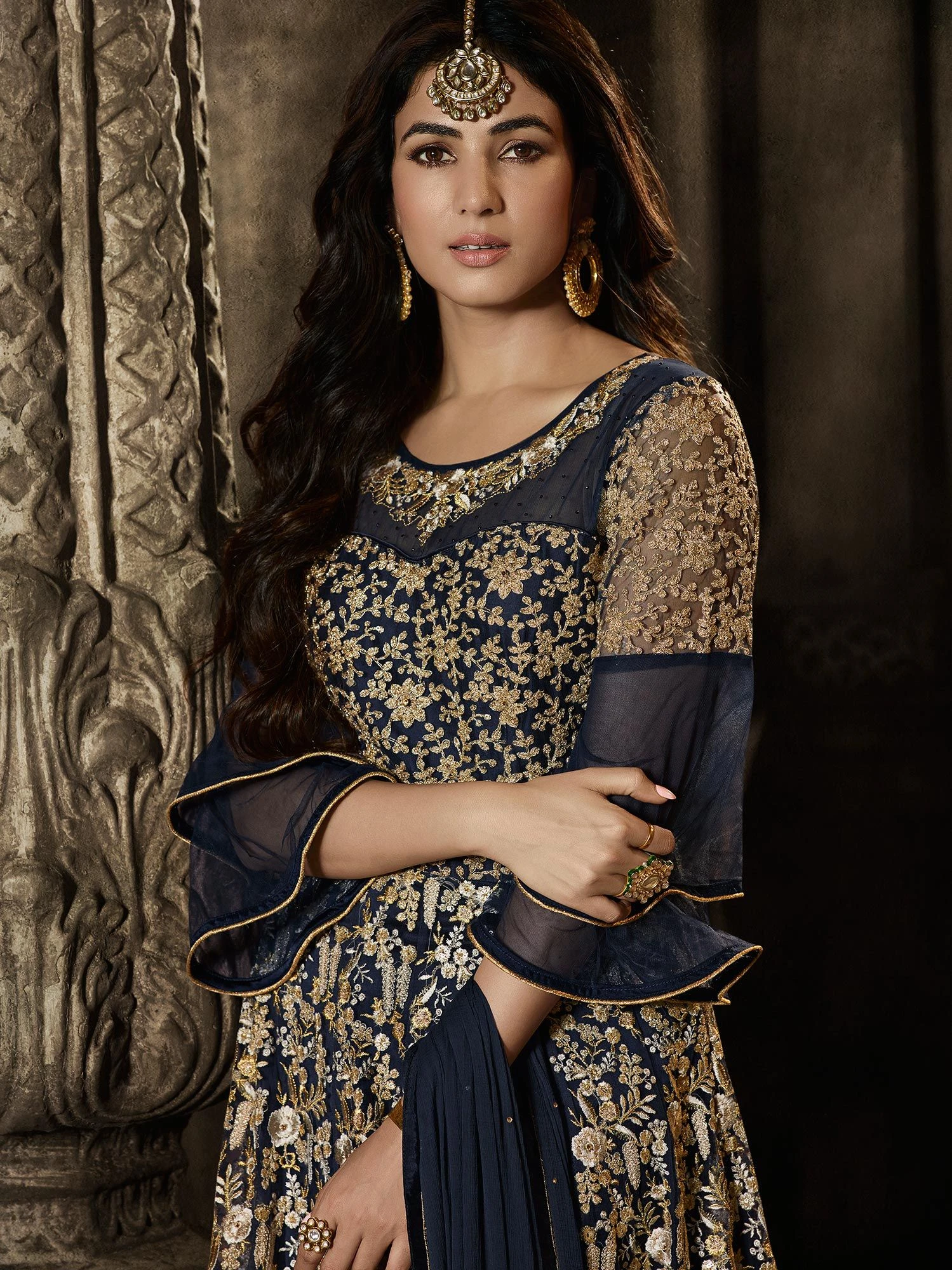 Sonal Chauhan Blue Zari Embroidered Anarkali Suit 4 Sonal Chauhan Blue Zari Embroidered Anarkali Suit - Image 2