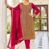 Pink Sequins Embroidered Straight Cut Pant Suit -Riwaayat Store p3128sl02