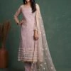 Purple Zari Embroidered Pant Style Suit In Net -Riwaayat Store p3131sl01