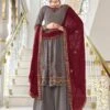 Grey Sequined Palazzo Style Salwar Kameez In Georgette -Riwaayat Store p3132sl02
