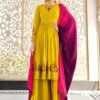 Yellow Embroidered Palazzo Salwar Suit With Dupatta 1 Yellow Embroidered Palazzo Salwar Suit With Dupatta -Riwaayat Store p3132sl03