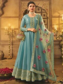 Prachi Desai Blue Zari Embroidered Salwar Kameez