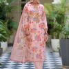 Pink Floral Printed Salwar Kameez In Linen 1 Pink Floral Printed Salwar Kameez In Linen -Riwaayat Store p3139sl01
