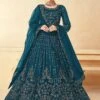 Blue Zari Embroidered Anarkali Salwar Suit In Net