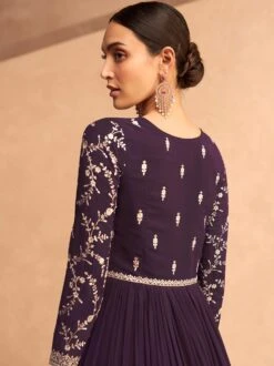 Purple Embroidered Anarkali Salwar Kameez In Georgette -Riwaayat Store p3144sl01 1 3