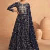 Blue Embroidered Floor Length Anarkali Salwar Suit
