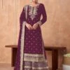 Purple Embroidered Palazzo Salwar Suit In Georgette -Riwaayat Store p3146sl02 3