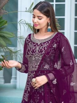 Purple Zari Embroidered Anarkali Salwar Kameez -Riwaayat Store p3148sl04 1 1