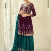 Purple Sequined Embroidered Suit In Sharara Style -Riwaayat Store p3149sl05