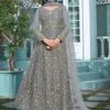 Grey Zari Embroidered Salwar Suit In Net -Riwaayat Store p3154sl02