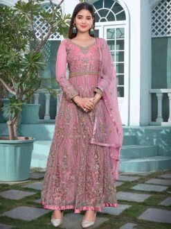 Pink Embroidered Stylish Salwar Kameez With Dupatta