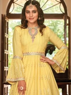 Yellow Embroidered Bell Sleeves Sharara Suit -Riwaayat Store p3167sl01 1