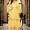 Yellow Embroidered Bell Sleeves Sharara Suit -Riwaayat Store p3167sl01