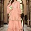 Peach Mirror Work Pakistani Style Suit In Georgette -Riwaayat Store p3167sl02