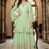 Green Festive Sharara Salwar Kameez With Dupatta