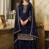 Blue Sharara Salwar Kameez With Embriodery 2 Blue Sharara Salwar Kameez With Embriodery -Riwaayat Store p3179sl05